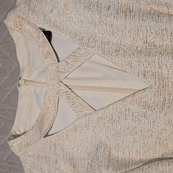 Guess Size 8 Cocktail dress ivory/ gold metallic Bodycon Size 8 - Picture 4 of 5